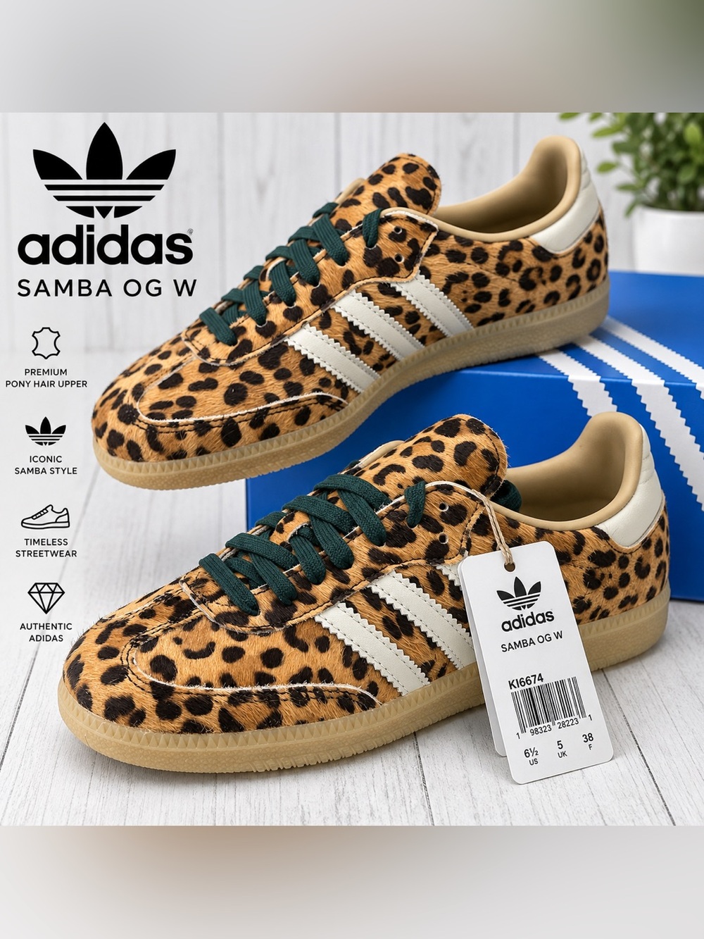adidas Samba OG W Leopard KI6674 Magic Beige Women’s 6.5 NIB